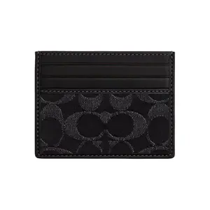 Coach Card Case for Women with 10 Slots, Denim Style in Silver and Black