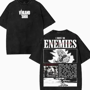 You Have No Enemies Vinland Saga Anime Double Printed Vintage Washed Unisex Washed Heavyweight Cotton Tshirt, Anime Lover Menswea Comics Double-Side Washed T-shirt 45K 8OU