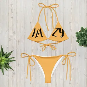 Orange ‘Hazy’ Two Piece Bikini Set, Sexy Hazy 2 Piece Swimwear, Boho Summer Beach Outfit, Women’s Vacation & Festival Swimwear, Bikinis for women 2025
