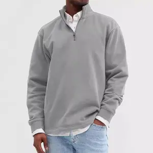 Men's long-sleeved quarter-zip pullover with a stand-up collar