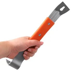 3-in-1 Stainless Steel Pry Bar and Scraper Set - Durable for nail removal and panel prying, non-slip rubber grip