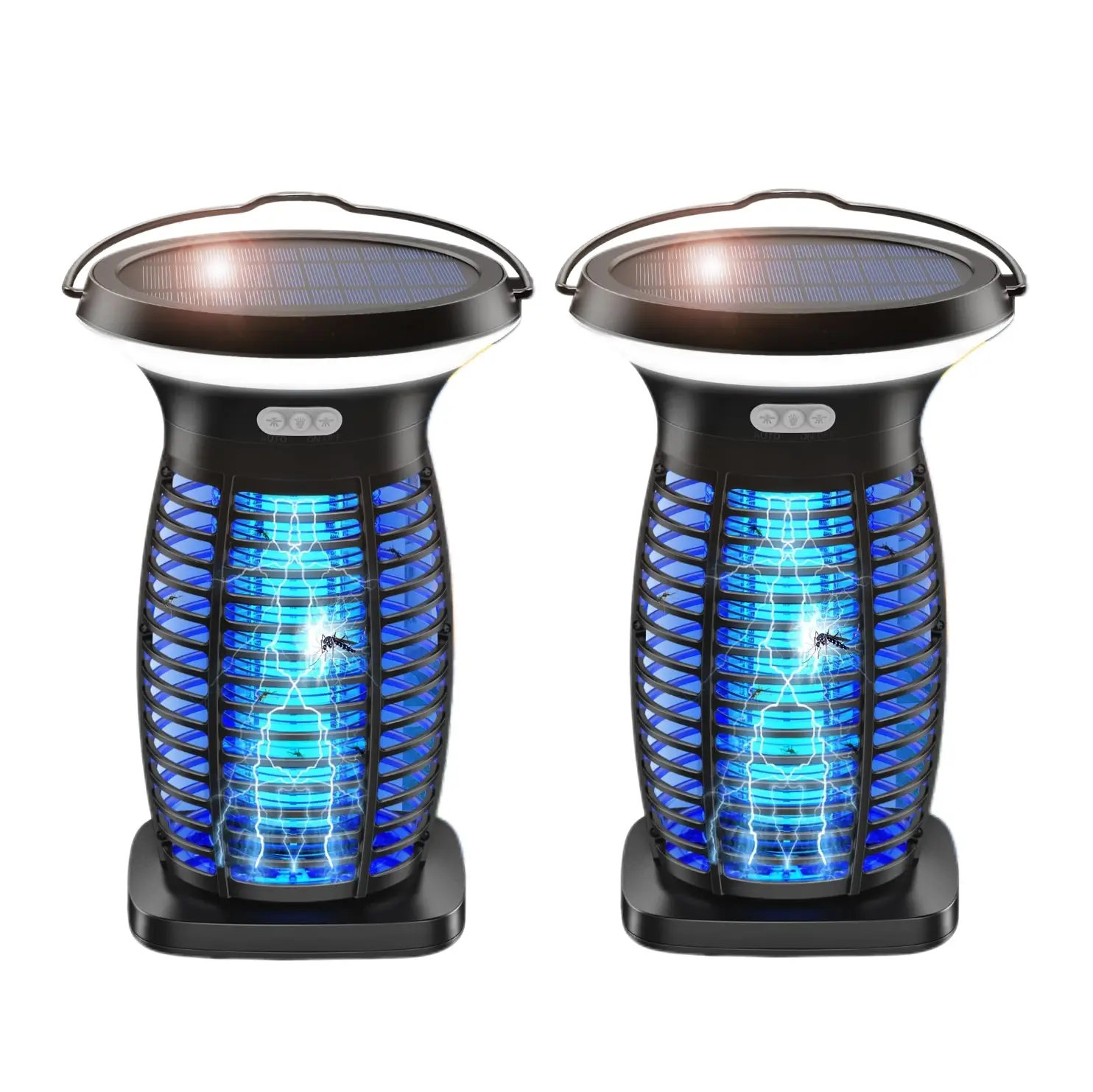 Solar Bug Zapper, 3-in-1 Mosquito Zapper with Camping Lantern, Cordless Bug Zapper for Outdoor and Indoor, Battery Powered Fly Zapper, Waterproof Mosq