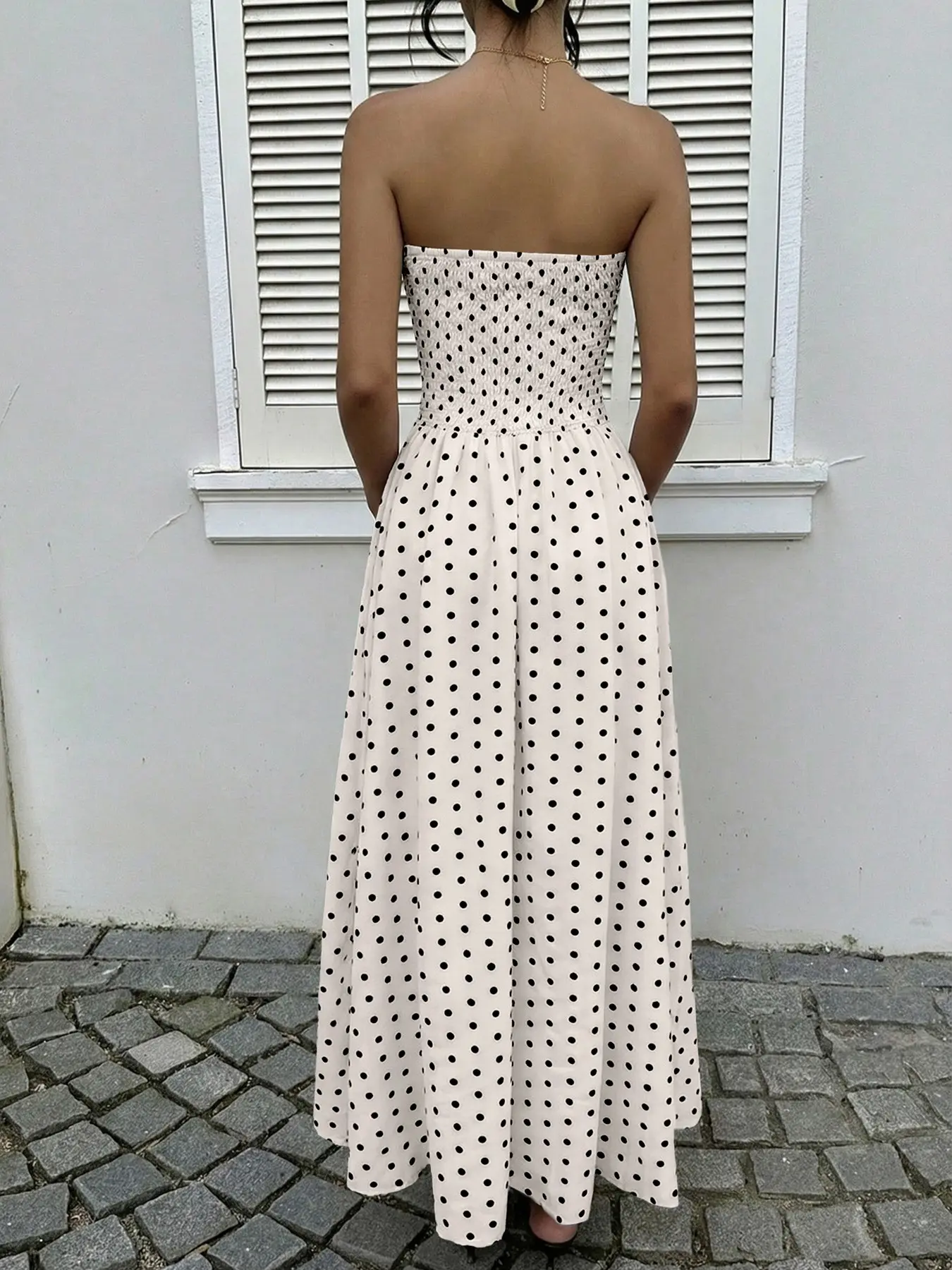 swim dress pattern Manuela One-Piece Swim Dress in Santorini Dots – Hermoza