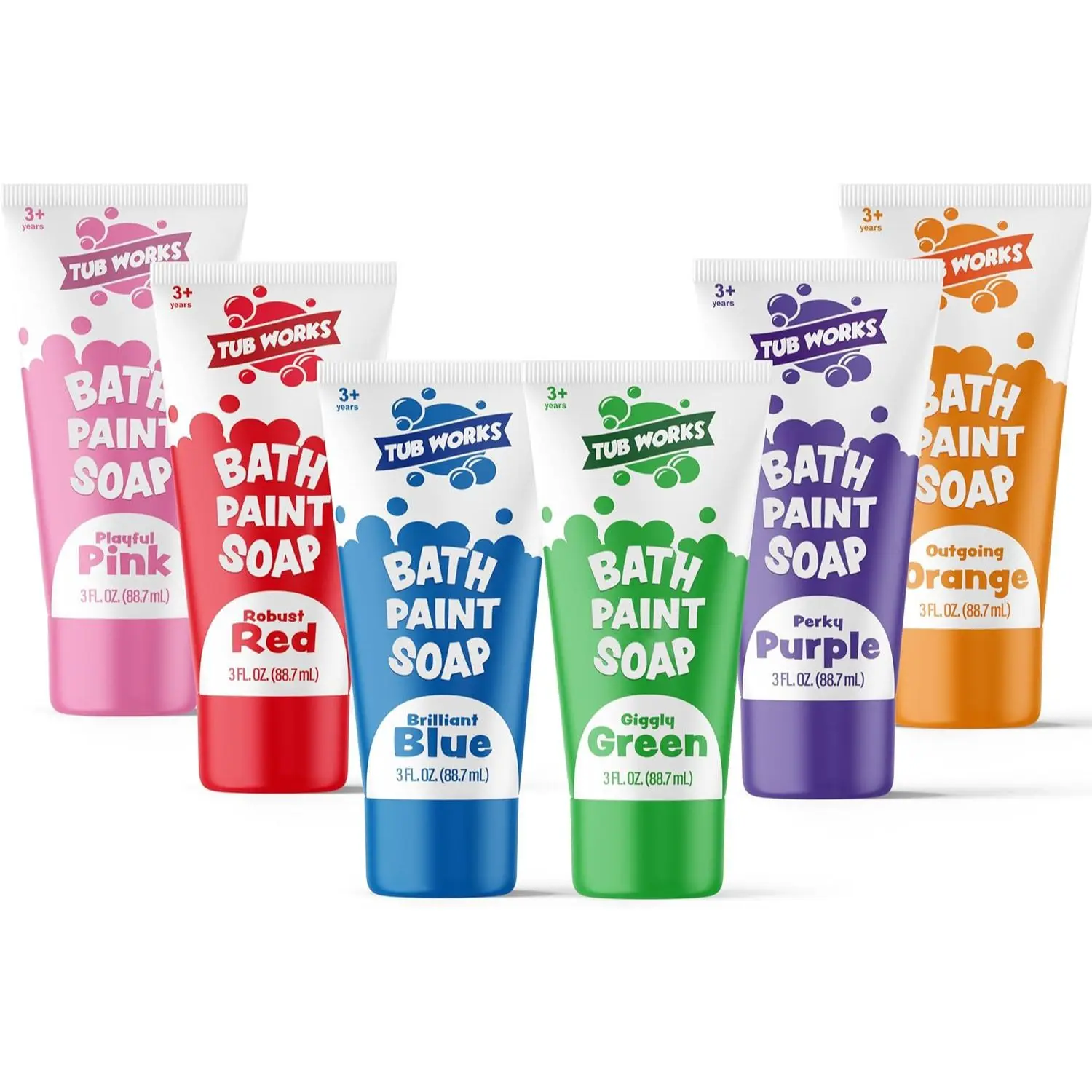 Tub Works Bath Paint Soap 6-Pack Non-Toxic Washable Kids Bath Paint Vibrant Colors Fun for Creative Bathtime Activities Skin Repair Cleansing Cleanser Body Care