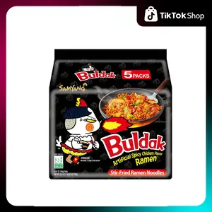 Samyang Buldak Spicy Ramen, Hot Chicken Ramen, Korean Stir-Fried Instant Noodle, Original, 1 Bag with 5 Pack