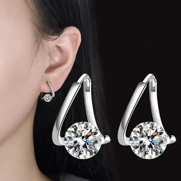 Moissanite 2 Carat Heart Earrings for Women Twisted Huggie Square Gifts for Birthday Christmas New Year Anniversary