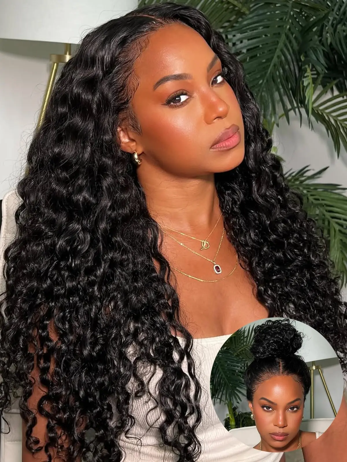Water Wave Human Hair Wig 13x6 HD Lace Front Wigs Pre Plucked Pre Cut Bleached Knots with Drawstring Natural for Women 180% Density