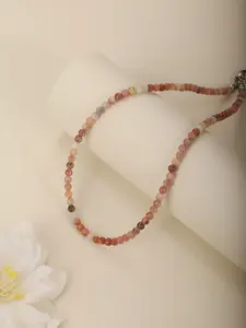 1PC Fashion 4mm Tiny Natural Stone Choker Necklace for Women Colorful Tourmaline Beaded Necklace Women Gemstone Jewelry Trendy Necklace