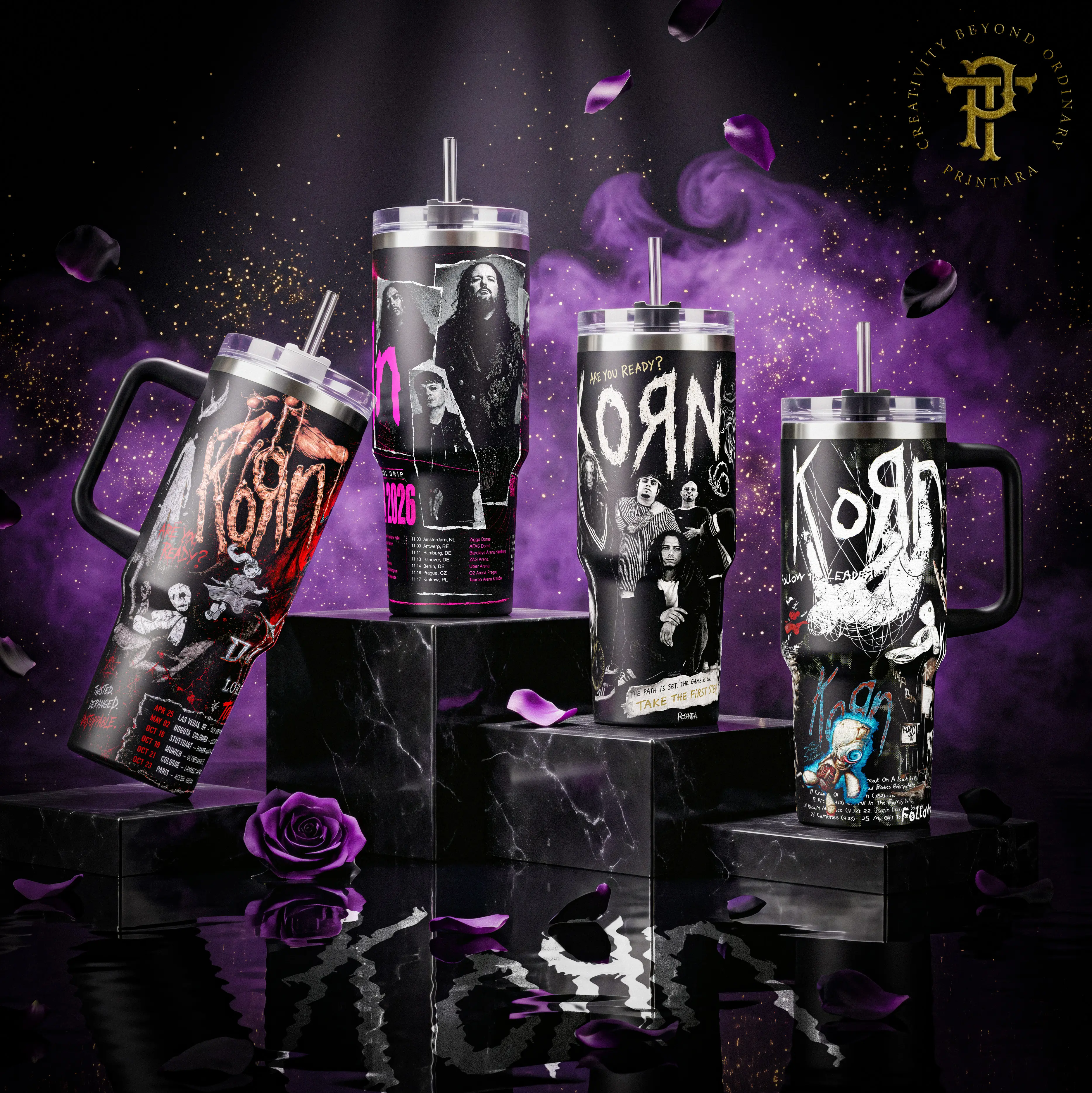 Korn - Follow the Leader Reward The Scar Are You Ready 40oz 20 oz Tumbler Stainless Steel Vacuum Insulated Nu Metal Rock Band Merch Aesthetic Gift for Metal and Rock Fans Reusable Drinkware