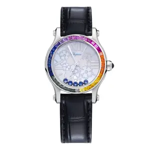 Chopard Happy Sport 30mm Stainless Steel with White MOP Dial & Aftermarket Rainbow Bezel (Ref. 278509) WHT024956