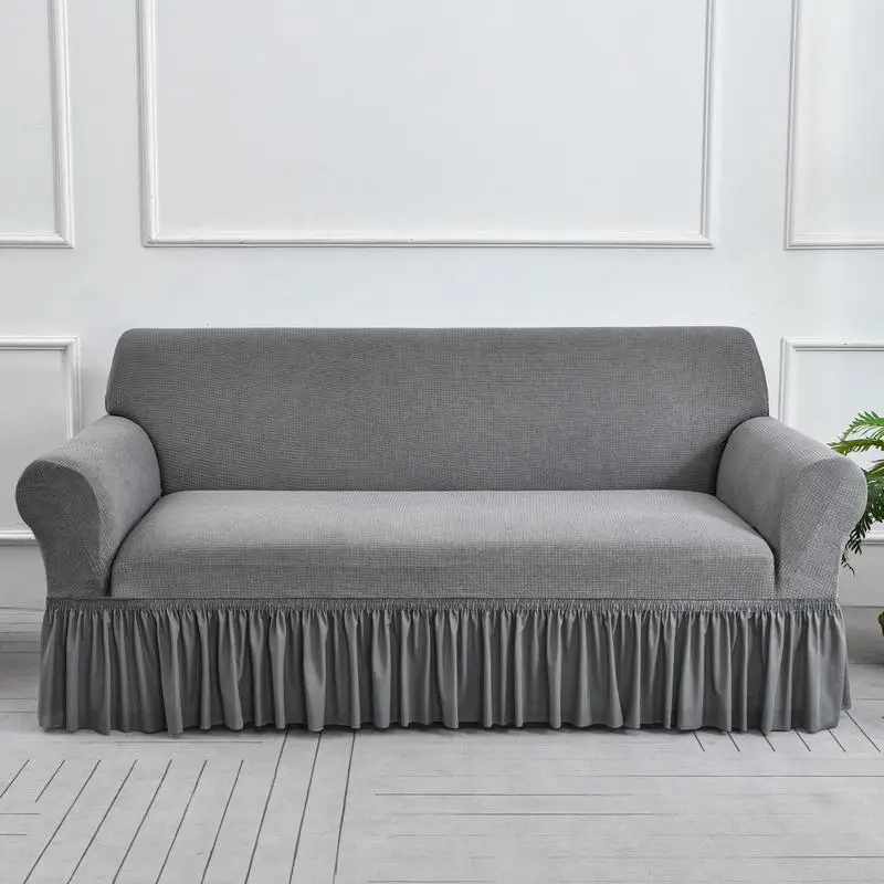 Solid Color Sofa Cover, Sofa Skirt Cover, Stretch Breathable Couch Cover, Adjustable Elastic Sofa Slipcover for Living Room Hotel, Valentine's Day Gif
