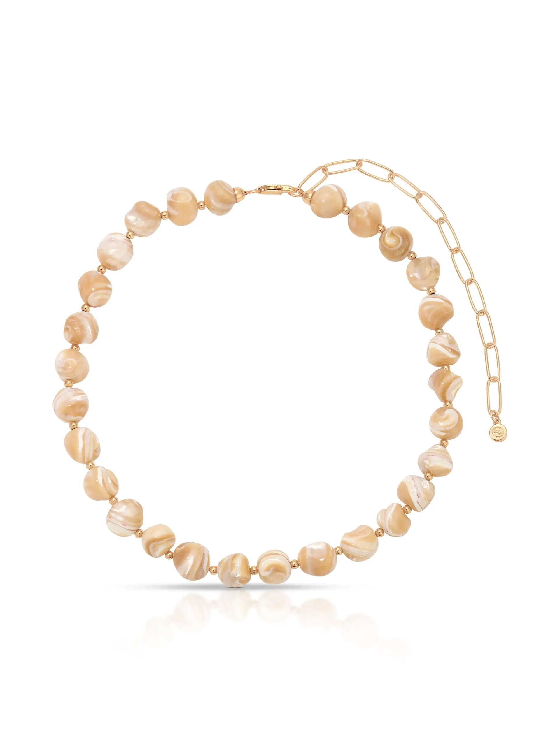 Ettika Coastal Beauty Necklace 18k Gold Plated Brass with Genuine Shell 14" Chain & 5" Extender Clasp Gold Statement Jewelry for Adults