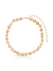 Ettika Coastal Beauty Necklace 18k Gold Plated Brass with Genuine Shell 14" Chain & 5" Extender Clasp Gold Statement Jewelry for Adults