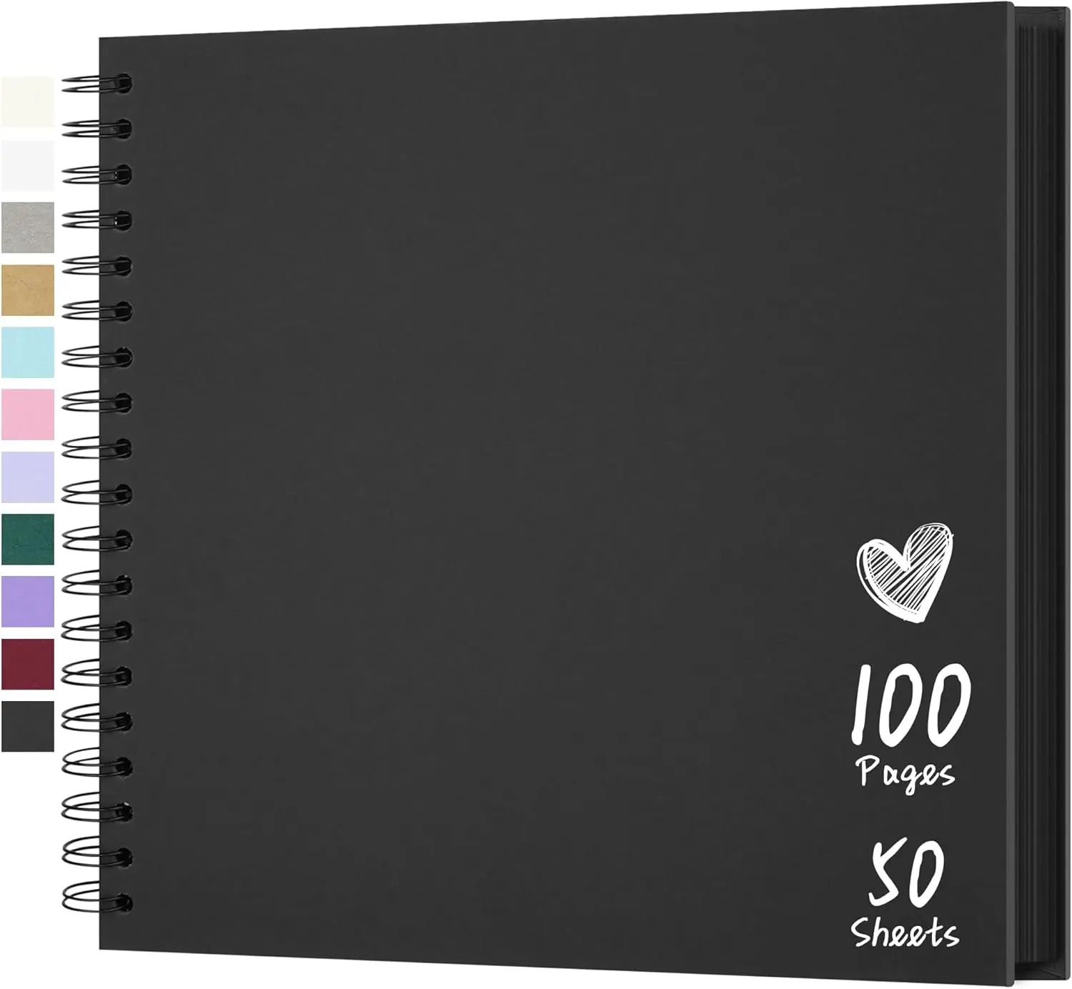 Scrapbook Photo Album 10"x10" 50 Sheets 100 Pages Hardcover Kraft Paper | Black DIY Scrapbook Album Perfect for Polaroid 4x6 / 5x7 Photos, Customizable Memory Book for Family, Wedding & Guest Book