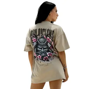 Iron Ronin Oversized Tee - Casual Rock Style Crew Neck Drop Shoulder T-Shirt in Premium 100% Combed Ring-Spun Cotton with Screen Print Design Soft Jersey