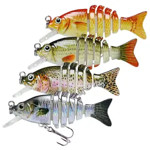 Easy Catch SwimMax Lures with BKK Hooks 3D Realistic Eyes ABS Material 6 Segments for Bass Trout Walleye Ultra Sharp Treble Hooks Lifelike Fishing Baits