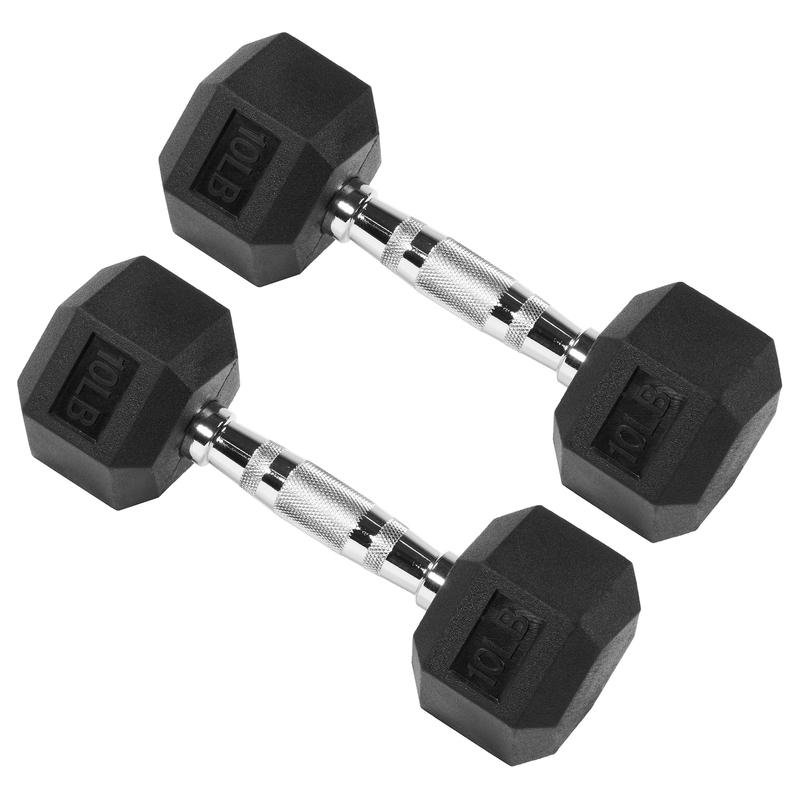 Signature Fitness Hex Dumbbells Strength Training Workout Equipment Set, 10 Lbs