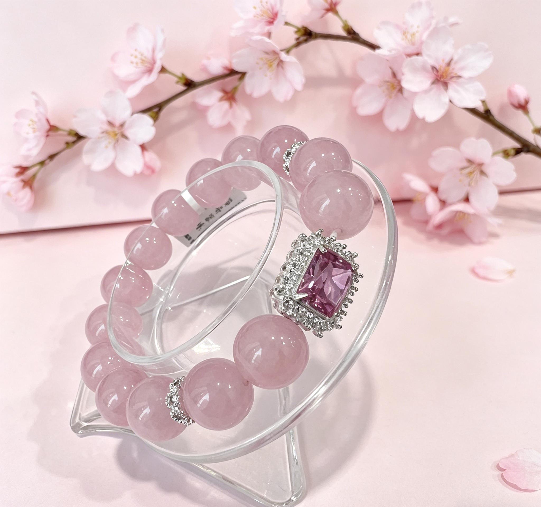 Lavish Rose Quartz Bracelet with Diamond Accents, Handmade Spiritual Healing Jewelry, Elegant Energy Wrist Accessory for Daily Wear, Dinner Party & Special Occasions