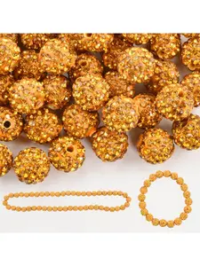 20 shiny golden rhinestone clay beads disco baseball beads DIY bag charm beading materials colorful accessory fittings