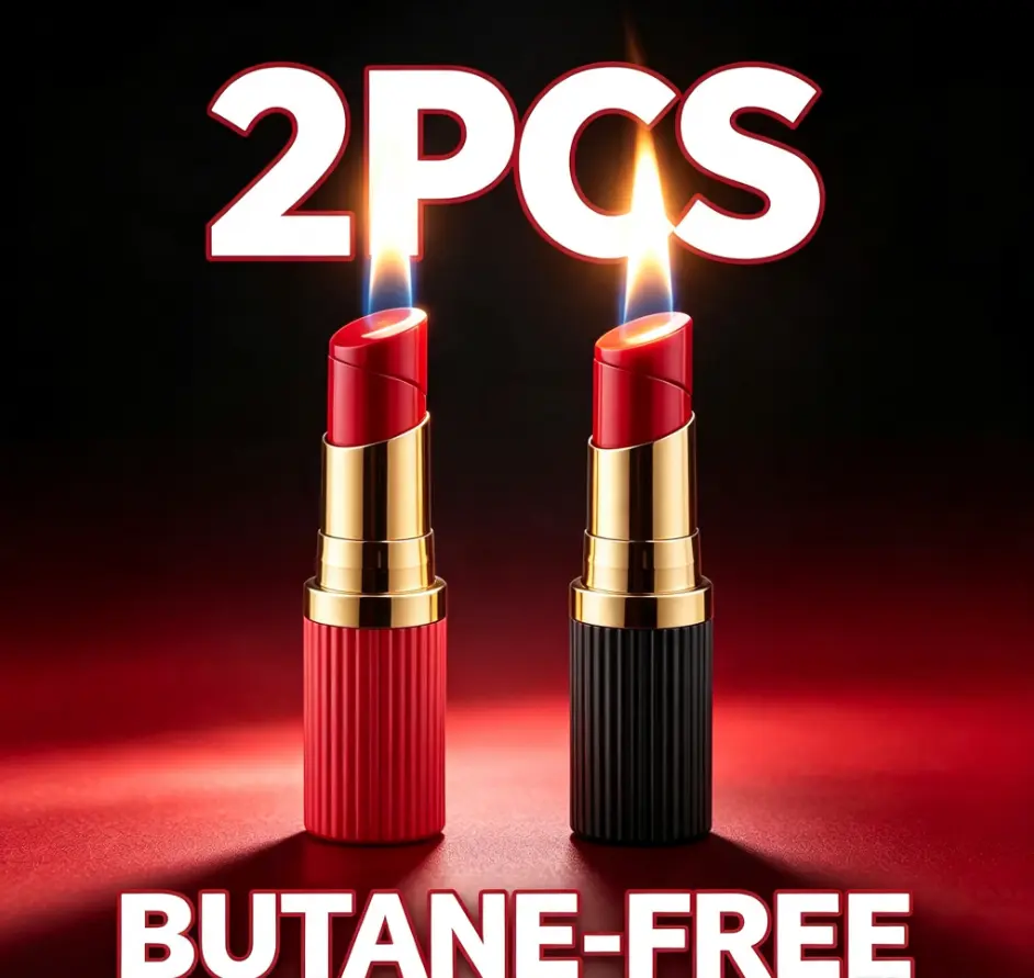(No Butane) Black Direct Flame Lighter, Lipstick-Shaped Lighter, High Temperature, Strong Fire, Windproof, Adjustable Flame, Rechargeable, Reusable, For Outdoor Camping, Kitchen Cooking, Gift For Men And Women, Wedding, Lighting Candles