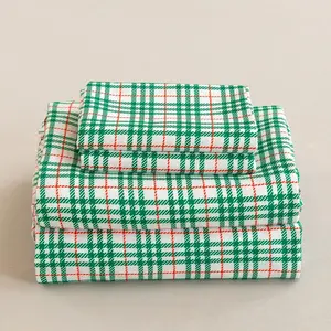 Bed Sheets  Size 18" Deep Pocket  Sheets Soft Breathable Sheets  Size Bed Set with 1 Flat Sheet, 1 Fitted Sheet, 2 Pillowcases (, Green Checkered)