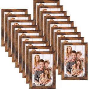 4x6 Picture Frame 18 Pack, Rustic Brown 4 x 6 Photo Frame Bulk for Wall Hanging, Tabletop Display