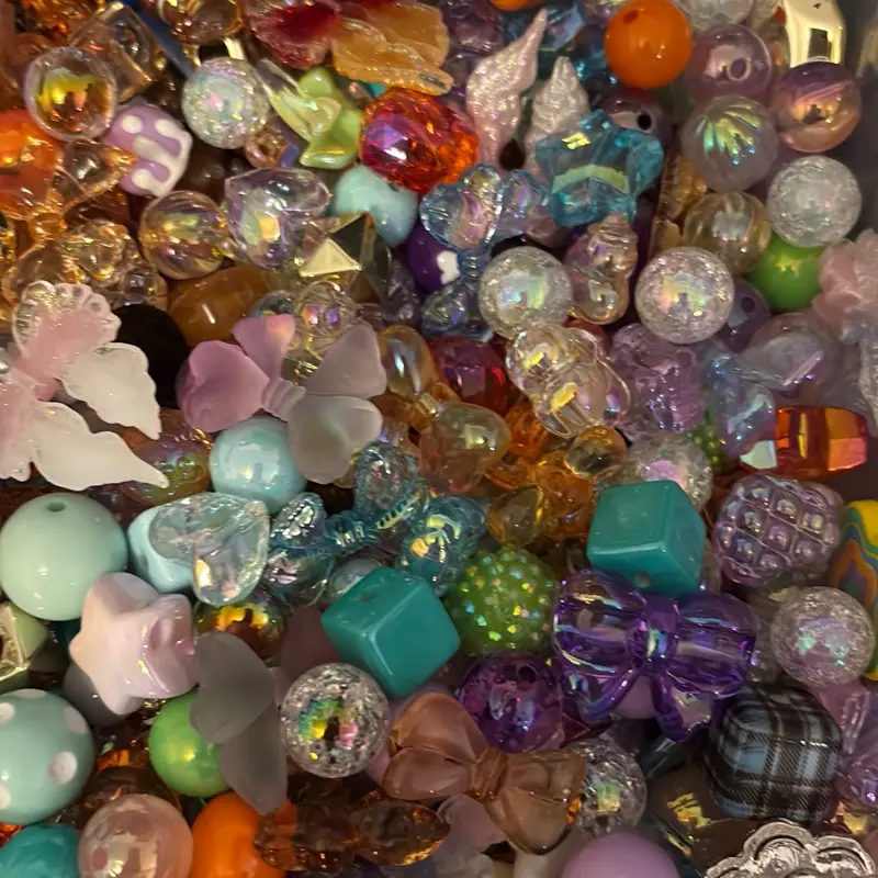 Small Bag of Random Fancy Beads Assorted Colors and Shapes for Crafting and Jewelry Making Including Iridescent and Matte Finishes