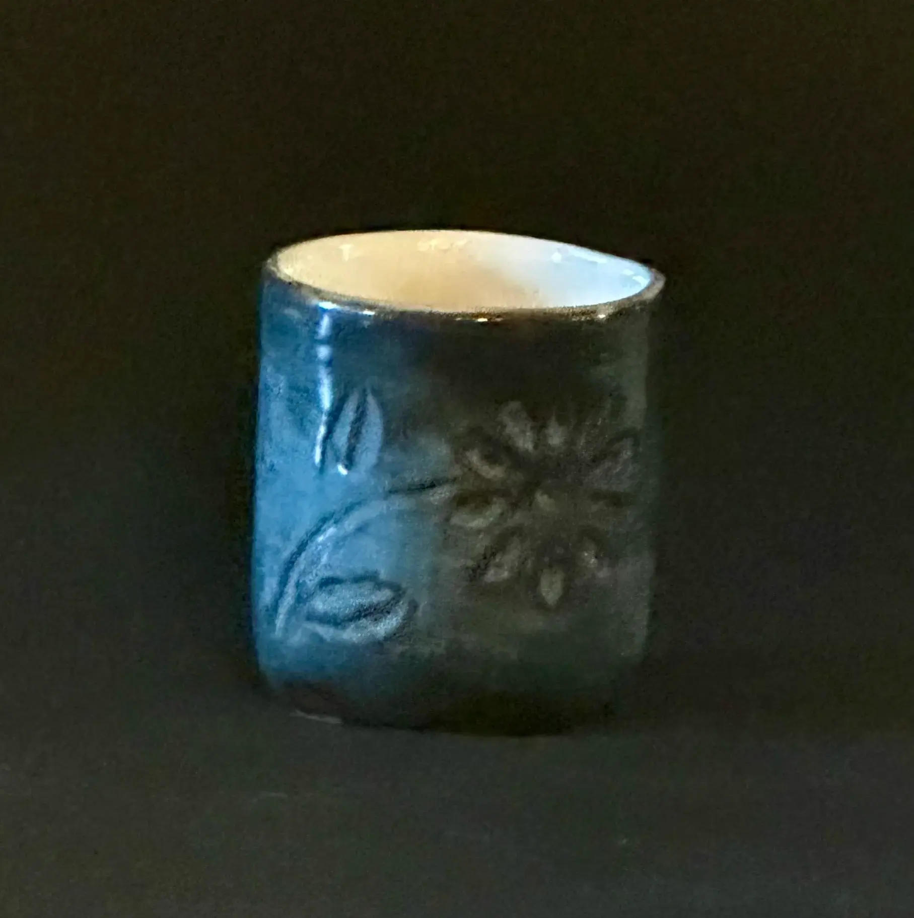 The Botanist 8oz Minimalist Compact Round Handmade Craft Indigo Ceramic Mug - Stylish Kitchenware Drinkware for Daily Use