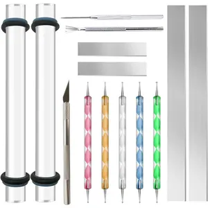 14Pcs Polymer Clay Tools Kit Including Acrylic Roller Slicer Blade Dotting Tool Mini Cutters Supplies for Sculpting Earring Jewelry Making