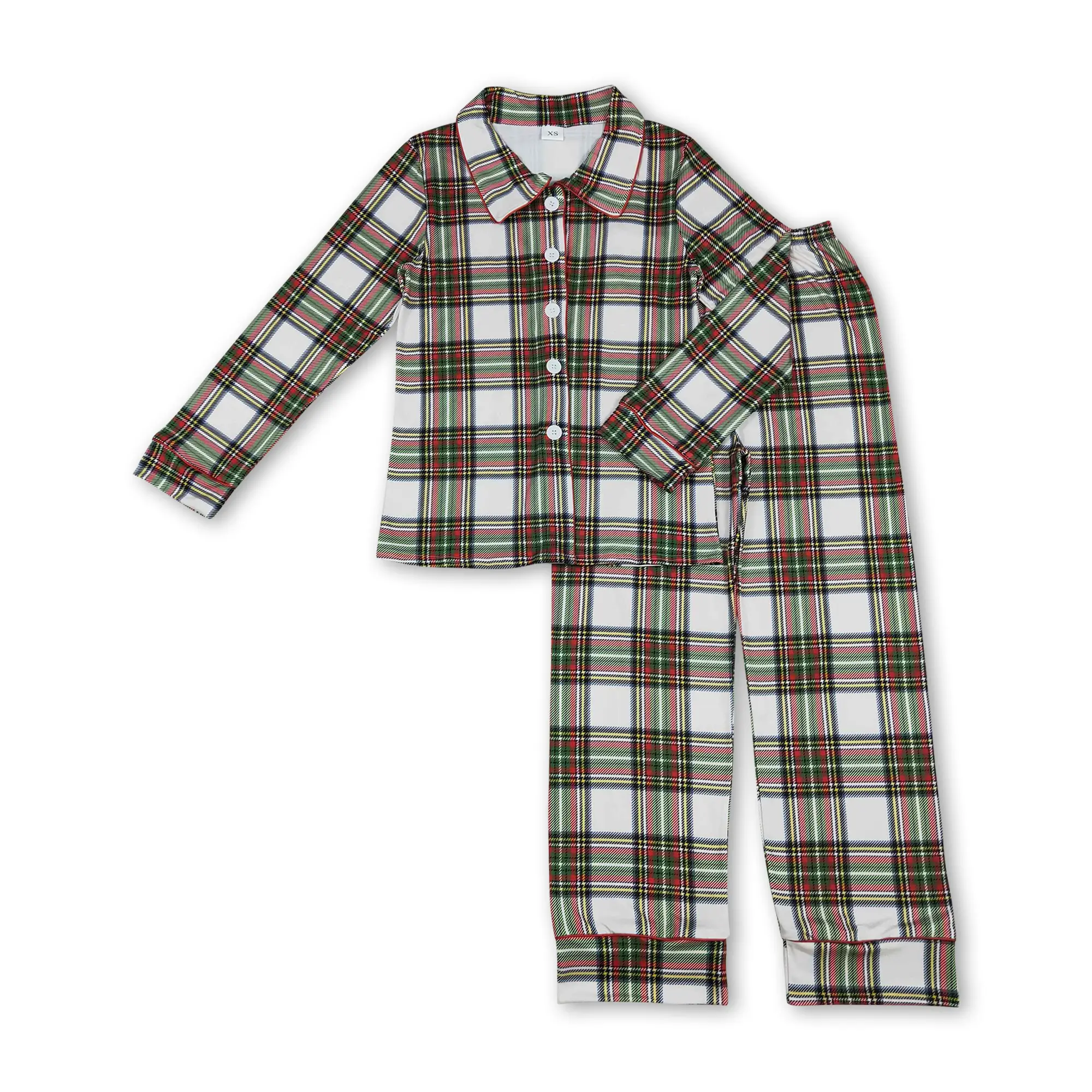 Men's 2-Piece Christmas Print Pajama Set, Long Sleeve Button-Down Cotton Blend Winter Sleepwear Loungewear