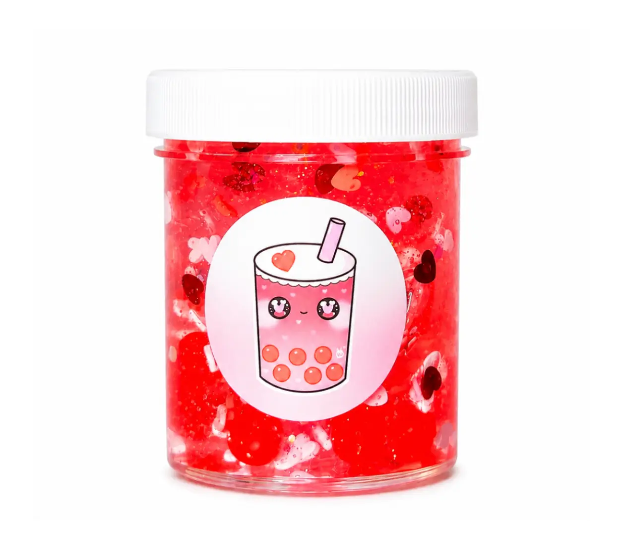 Hoshimi Slimes Sweetheart Popping Boba Clear Slime Handmade Scented Slime with Thick Stretchy Texture & Boba Charms Strawberry Fragrance