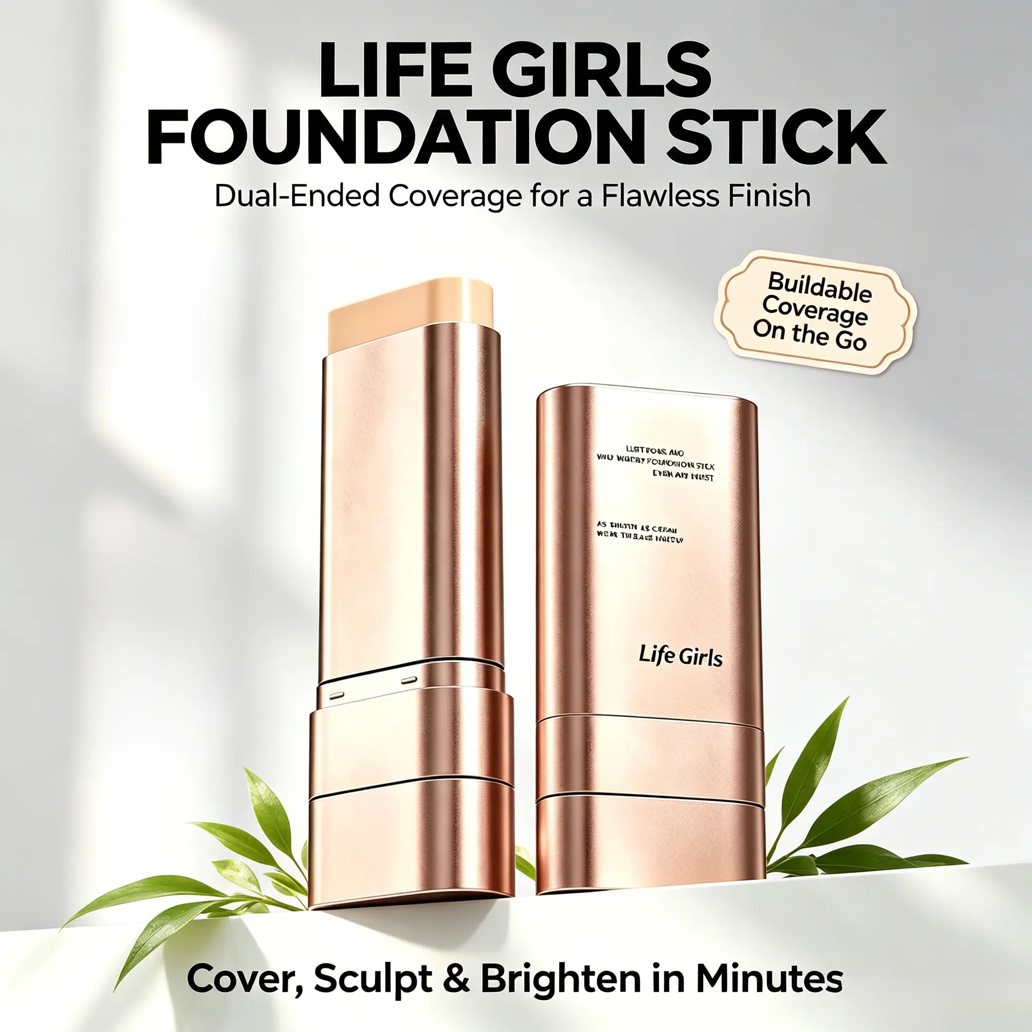 Dual-Ended Foundation Stick - Multi-Purpose Makeup for Full Cover Concealing, Contouring, Brightening & Even Skin Tone, Smooth Finish, Integrated Design for Simplified Makeup Bags, Suitable for Most Types of Beauty Enthusiasts