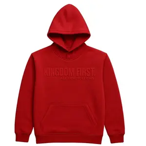 Hidden Keys Hoodie in Rouge - Kingdom First All Else Follows Logo 100% Cotton Fleece with Kangaroo Pocket & Hidden Keys Zipper Compartment