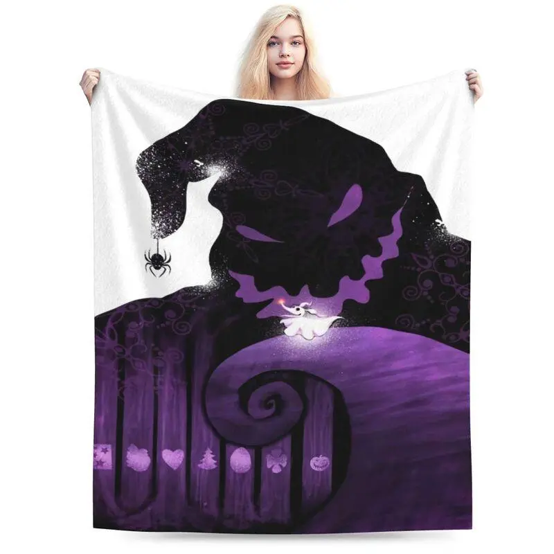 Tufted Unique Design Nightmare Before Christmas Jack Skeleton Graphic Cotton-Velvet Flannel Blend Throw Blanket - Super Soft, Warm, Wrinkle-Resistant, Multi-Size (40x50in) Bedding Linen - Ideal for Bed - Thanksgiving, Valentine's Day Gift for Grandparents