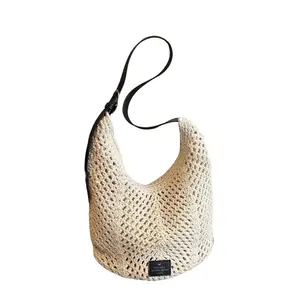 2026 Summer Crochet Straw Tote Bag - Casual Beach & Commuter Shoulder Bag for Women