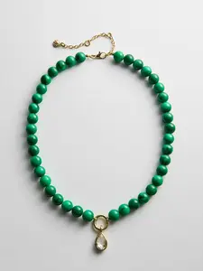 Janette Beaded Ring Necklace - Malachite