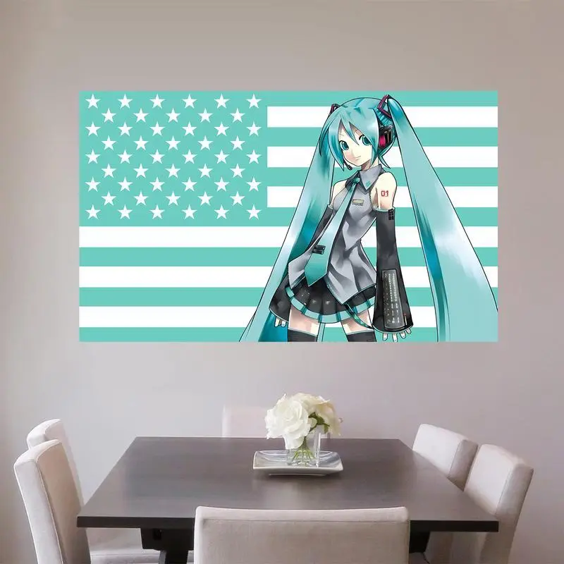 Anime Hatsune Miku Tapestry Flag, 40in x 60in Size, Starry Sky Pattern Solid Color Decorative Banner, Durable Home Decor for College Dormitory Wall Decoration & Indoor Party Use, 3X5 Feet, Long Lasting