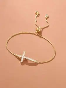 Adjustable Cross Design Bracelet, Copper Zirconia Pendant, Fashion Jewelry for Parties, Daily Wear Accessory, Perfect Birthday Gift, Trendy Jewellery Accessories