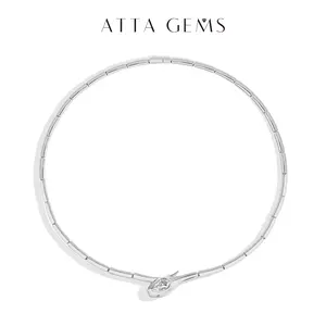 Bamboo Snake Design Pear Cut Synthetic Moissantie Necklace for Women Men Special Gift Anniversary  Engagement Fine Jewelry N038