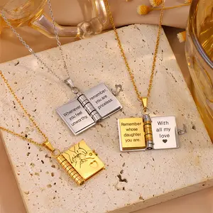 My Little Star Book Necklace for Daughter Son Birthday Graduation Gift Stainless Steel 18 Inch Chain Gold Hardware Chain Love Jewelry