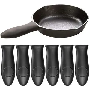6 Pieces Cast Iron Skillet Handle Sleeve Pot Holders, Silicone Hot Handle Holder, Nonslip Heat Resistant Rubber Grip Handle Cover for Pans, Cast Iron, Griddles, Cookware Handles