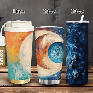 1pc 18oz/20oz Yin Yang Universe Tumbler with lid and straw, winter insulated travel mug, gift for women and men, ideal for Valentine’s Day, Easter, birthday gifts, iced/hot coffee cup