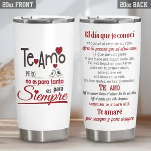 BNB Spanish Love Phrase Tumbler  – “Te Amo Para Siempre” Romantic Ceramic Cup, Valentine’s Day & Christmas Gift for Mom, Chefs, Home or Travel Use, Gift Box Included