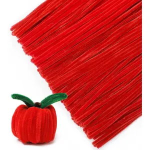 200 count Pipe Cleaners [Red] Thick Chenille Stems for DIY Crafts & Art Projects, Beginner's Manual Included