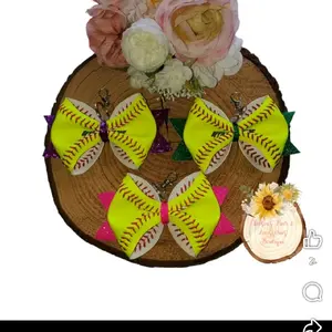 Real Softball keychain bows