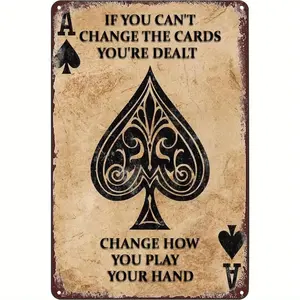 Vintage Tinplate Painting, Ace Of Spades Poker Metal Tin Sign Wall Decor Artwork, Durable And Rustproof, Easy Operation, Easy Hanging, Suitable For Bars, Cafes, Clubs, Garages - Indoor/ Outdoor Poster Ornaments Artistic Decoration Room Photo Print