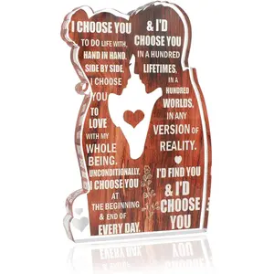 Valentines Day Gifts for Her Him I Choose You Heartfelt Acrylic Plaque Sign for Home Bedroom Kitchen Office Desk Decor 5X3.3 Inch Anniversary Birthday Gifts