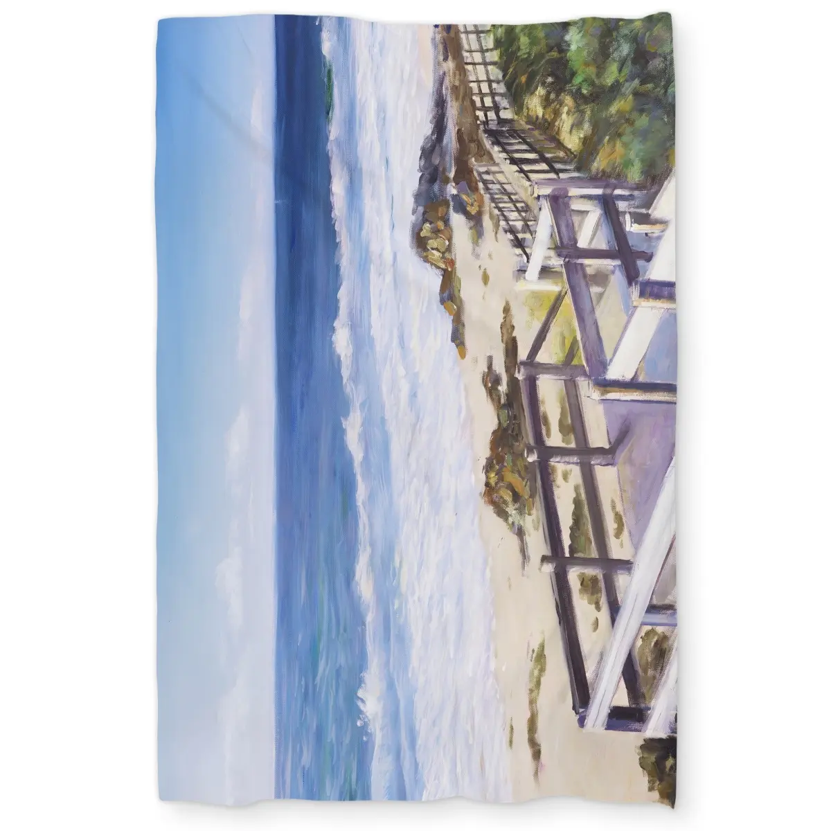 Begin Home Decor C1DCTXLW76UAKW Walk To the Beach Beige Twin Size Extra Long Duvet Cover - Coastal Home Decor