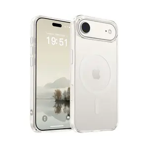 Magnetic Clear Case for iPhone 17 Air (6.5″) – Transparent TPU Acrylic Back, Shockproof Slim Protective Cover with Wireless Charging Support