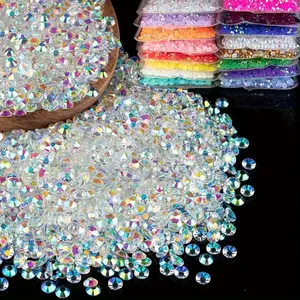 3mm/4mm/5mm Transparent Ab Resin Flatback Glitter Rhinestones, Bulk Sparkling Gems for Nail Art, Mugs, Bottles, Crafts, Jewelry Making